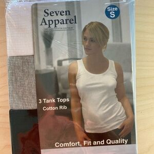 Seven Apparel Intimates Collection 3 Tank Tops Cotton Rib Size Small
